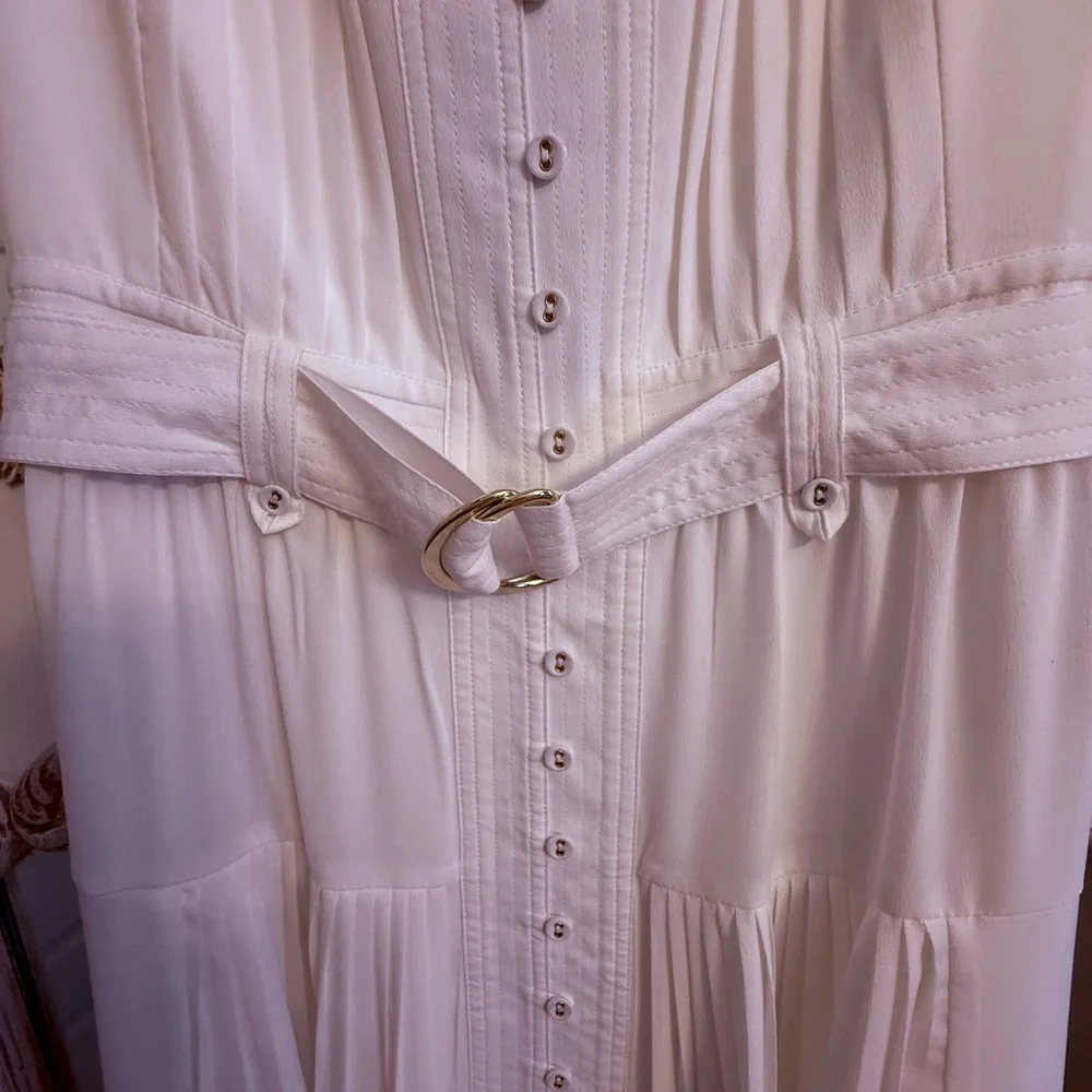 White House Black Market Pure White Belted Beautifully Tailored Dress NWT US 8 - Picture 4 of 8